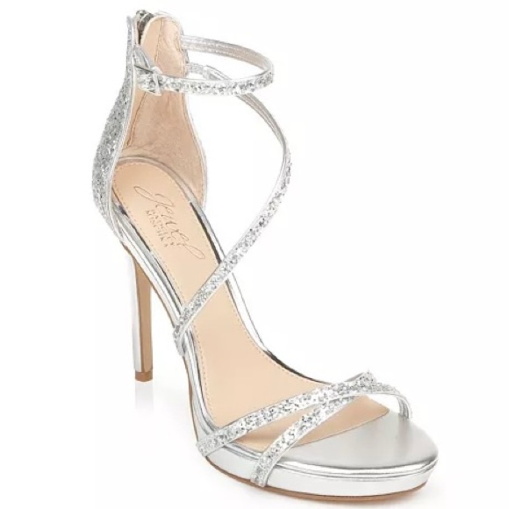 Badgley Mischka Silver Strappy Heels